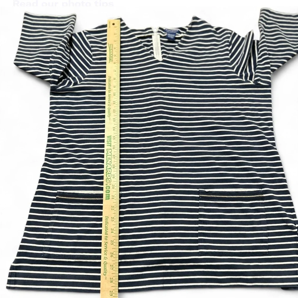 DONCASTER COLLECTION Navy and white striped 3/4 sleeve tunic top XL Good Cond.